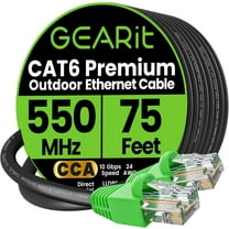 GEARit Cat6 Ethernet Cable, Copper Clad Aluminum Direct Burial Outdoor Network Cable, 75 ft,