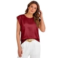 thumbnail image 2 of JoveMarine Women's Satin Tank Top Round Neck Loose Fit Blouse Business Casual Summer Top for Office and Daily Wear Wine S, 2 of 6