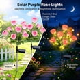 thumbnail image 2 of Rirool 2-Pack Pink Solar Rose Flower Garden Stake Lights, 7 Heads Outdoor Waterproof Decorative Lights with 8 Modes, Auto On/Off Warm White LED for Yard Lawn Patio Pathway Decor, 2 of 8