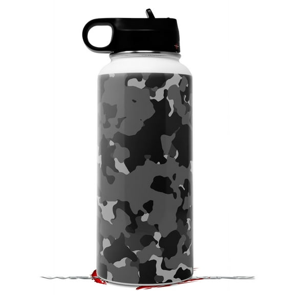 Skin Wrap Decal compatible with Hydro Flask Wide Mouth Bottle 32oz WraptorCamo Old School Camouflage Camo Black (BOTTLE NOT INCLUDED)
