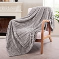 thumbnail image 4 of Exclusivo Mezcla Large Soft Fleece Throw Blanket, 50"x70" Stylish Jacquard Throw Blanket for Couch, Cozy, Warm, Lightweight Light Grey Blanket, 4 of 10