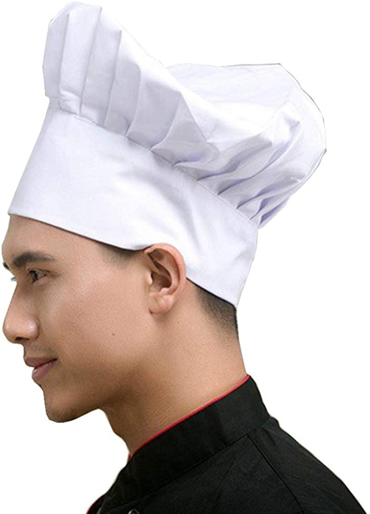 HUELE 2PCS Chef Hat for Adults Adjustable Elastic Baker Kitchen Cooking Chef Cap 