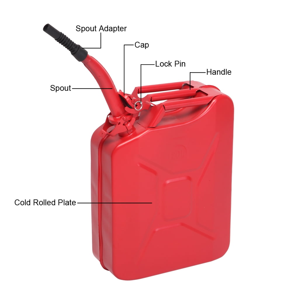 Ktaxon Portable Jerry Can 20L 5Gal Capacity, Emergency Backup Fuel Container, Red, US Standard