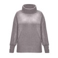 thumbnail image 4 of Turtleneck Sweater Women Plus Size Tunic Long Sleeve Cable Knit Sweaters Lightweight Chunky Pullover High Neck Gray XL, 4 of 7