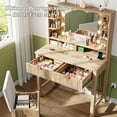 thumbnail image 4 of Enhomee Makeup Vanity with Mirror and 3 Color Lights, Vanity Desk with Charging Station for Bedroom, Oak, 4 of 10