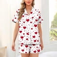 thumbnail image 2 of Tnhcen Women's Valentine's Day Pajamas 2-Piece Set Button - Front Short Sleeve Heart Print Milk Silk Soft Stretchy Sleepwear S - 2XL, 2 of 5