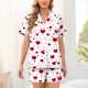 thumbnail image 5 of Blusa de Manga Corta Impresión Casual de Botón de Giro con Pantalones Cortos Conjunto para el Verano, Mujer Outfit de Poliéster de Moda Diaria Al Aire Libre, 5 of 6
