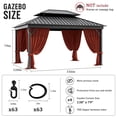 thumbnail image 2 of Pakunoda 11.5' X 6.5' Gazebo Universal Replacement Privacy 4-Panel Curtains, Waterproof Outdoor Curtains Terrared Sidewall with Zipper for Patio Garden Backyard 10' X 13' Gazebo, Curtain Only, 2 of 8