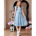 thumbnail image 3 of Arshiner Girls Spring Summer Dresses Flutter Sleeve A-line with Belted Pockets Casual Party Dress, 3 of 6