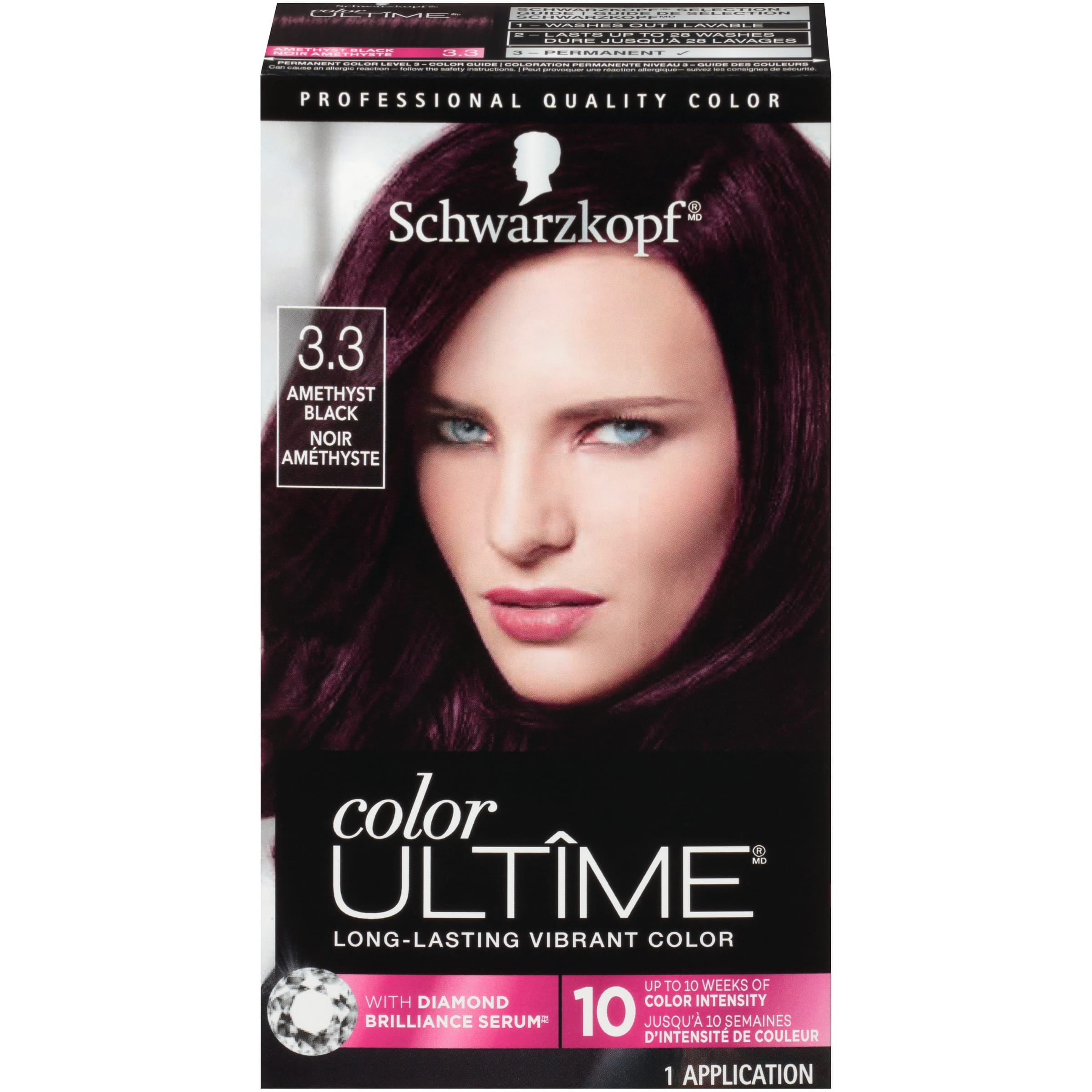 Schwarzkopf Color Ultime Permanent Hair Color Cream, 3.3 Amethyst Black