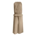 thumbnail image 5 of GILIGEGE Women's Linen 2 Piece Outfits,Sleeveless Ruffle Waist Top Flowy Wide Leg Pants,Elastic Neckline,Loungewear Beach Travel Sets,Summer Boho Outfits for Vacation & Home Khaki, 5 of 6