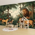 thumbnail image 6 of Wallpaper Majestic Jungle Scene Lions Cheetah Elephant Tropical Peel and Stick Wall Murals 100"H x 144"W Removable PVC Wall Paper Self-Adhesive Wall Paintings Art Decor for Bedroom Living Room, 6 of 7