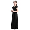 thumbnail image 3 of MSemis Kids Girls Flutter Sleeves Chiffon Birthday Party Wedding Dress Black 4, 3 of 5