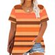thumbnail image 4 of Tamaño Más Manga Corta Tops para la Impresión de Cuello en V de las Mujeres, Color Sólido Base de Verano Blusa Casual, 4 of 5