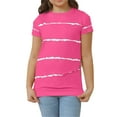 thumbnail image 3 of Langwyqu Girls Casual Short Sleeve Striped T Shirts Kids Loose Tees Size 4-15, 3 of 5
