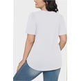 thumbnail image 3 of Scoop Neck Women Pleated Short Sleeve T Shirt Dressy Casual Summer Blouse Top, 3 of 5
