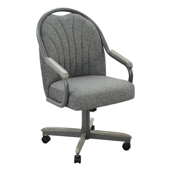 Chromcraft Douglas Set of 1 Casual Dining Chairs Classic Swivel Tilt Dining Chairs with Casters, Wooden Arm Metal Base Chairs with Rolling Wheels for Kitchen & Dining Room