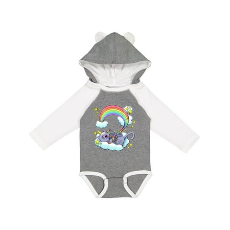 

Inktastic Unicorn kitten with rainbow yarn Gift Baby Boy or Baby Girl Long Sleeve Bodysuit