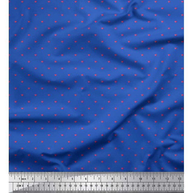 Soimoi Polyester Crepe Fabric Heart Shirting Print Fabric by Yard 52 Inch Wide