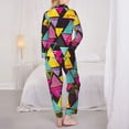 thumbnail image 3 of Pajama Sets for Women 2 Pcs, Classic Colorful Triangle Button Down Long Sleeve Sleepwear Lounge PJ Sets, 3 of 6