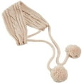 thumbnail image 1 of Winter Tie Knitting Warm Ear Protector Plush Hair Ball - Khaki, 1 of 6