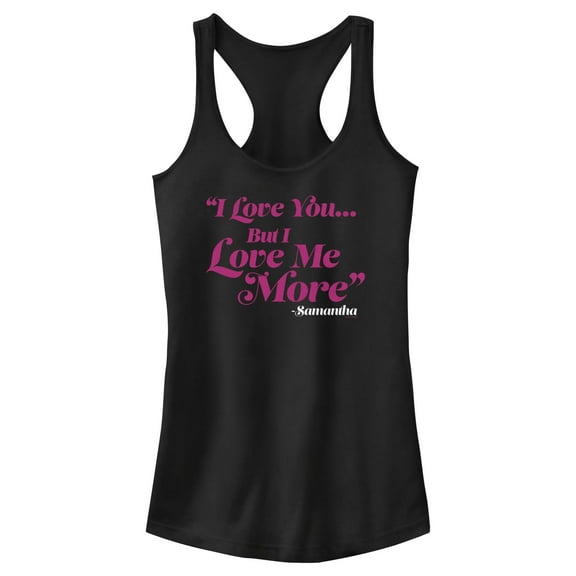 Junior's Sex and the City Samantha Love You But Love Me More  Racerback Tank Top Black X Large