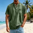 thumbnail image 2 of Sewkxo Henley Shirts for Men Acid Washed Oversized T Shirts Short Sleeve Summer Tops Stylish Vintage Plain Tees,Dark Green 2XL, 2 of 5