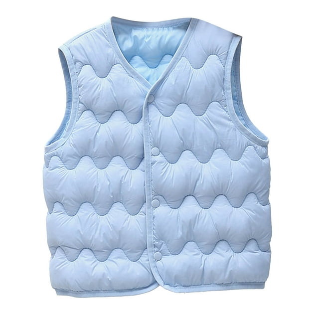 Hfolob Kids Girl Coat Kids Boys Girls Autumn Winter Solid Color Rounded Neck Coat Warm And Windproof Vest Jacket