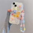 thumbnail image 3 of Funda transparente suave con cordón para teléfono con diseño de oso 3D coreano para iPhone 16, 15, 14 Pro Max, 11, 13, 12 Mini, XR, 8, 7 Plus, X, XS, SE, 3 of 5