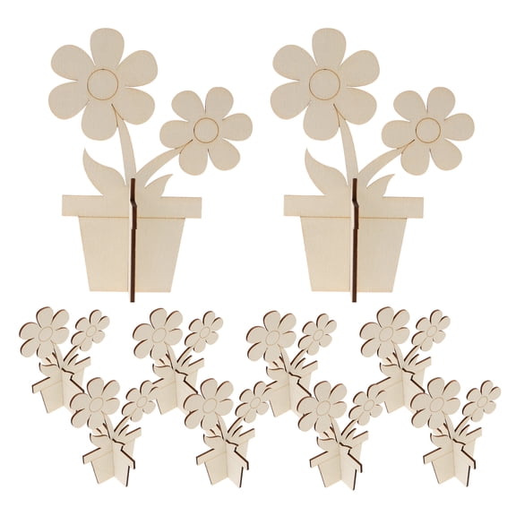 Wooden Flower Crafts for DIY Unfinished Wood Cutouts Lightweight and Durable Beige Color 10pcs