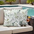 thumbnail image 5 of Sage Green Leaf Pillow Covers 2 Pack Eucalyptus Leaves Pillowcase Waterproof Outdoor Throw Pillow Cover for Patio Garden Square Cushion 24”x24”, 5 of 9