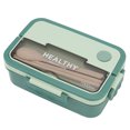 thumbnail image 2 of Qukaim Boîte à bento en plastique à 3 compartiments - 1000 ml - Passe au micro-ondes - Pour enfants, adultes, étudiants, employés de bureau, vert matcha, 2 of 14