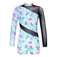 thumbnail image 2 of TiaoBug Big Girls Long Sleeve Floral Mesh Splice Athletic Jumpsuit One Piece Unitard 6-16 Colorful Blue 16, 2 of 4
