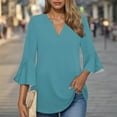 thumbnail image 6 of Hvyesh Women's Work Blouses Ruffle 3/4 Sleeve Dressy Top V Neck Casual Chiffon Tunic Blouses Business Shirts, 6 of 6
