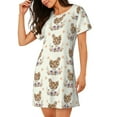 thumbnail image 2 of Logiee Flower Chicken Print Nightgowns for Women,Soft Short-Sleeved Lightweight Sleepwear, Loose Sleepshirts, 2 of 6