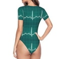 thumbnail image 4 of Haiem ECG Wave Women's Crew Neck Short Sleeve Bodysuit Tops Stretchy Slim Basic-Medium, 4 of 9