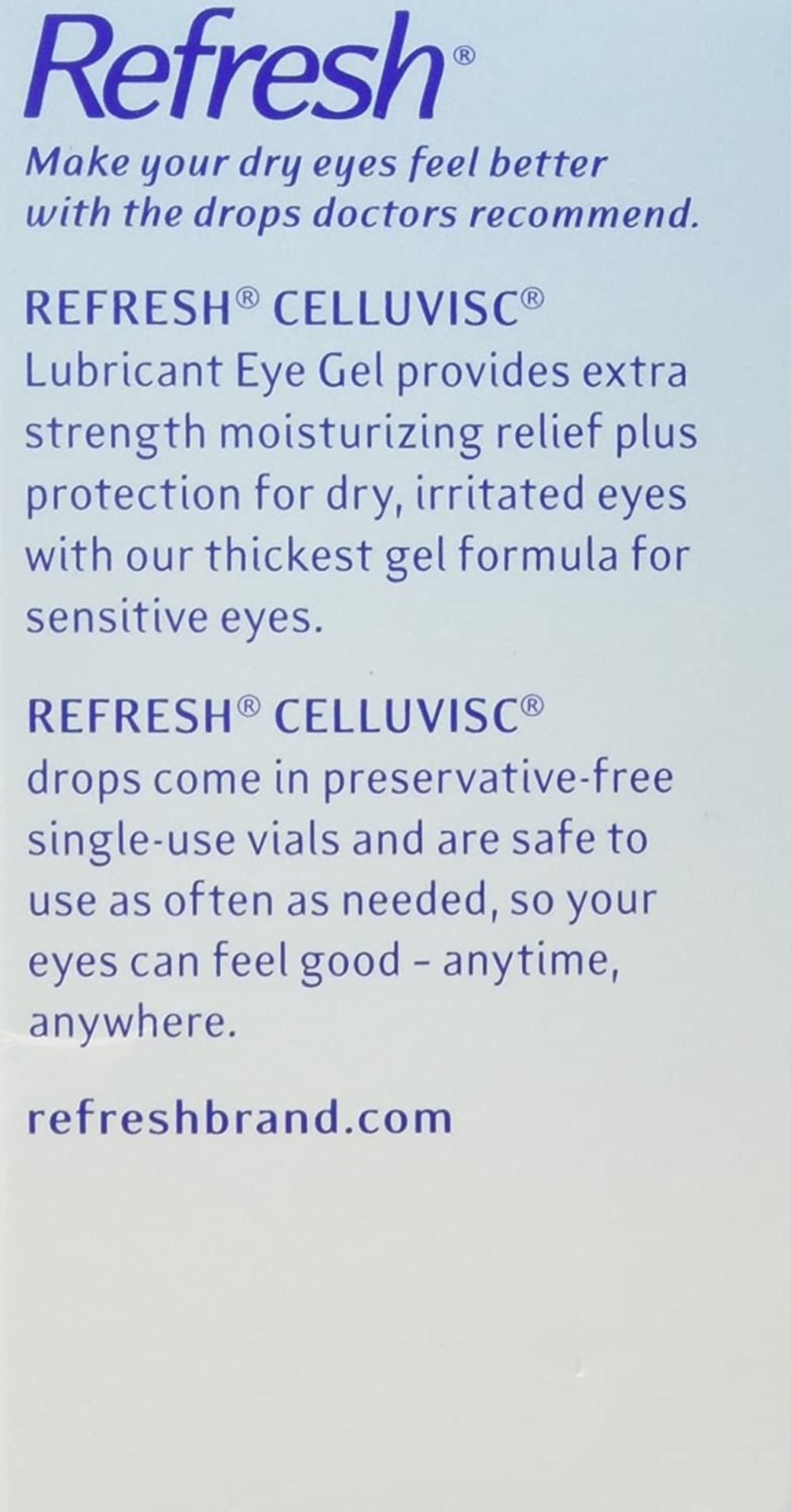 REFRESH CELLUVISC Lubricant Eye Gel Single-Use Containers 30 ea (Pack of 2), pack of 2 (752175) By Visit the Refresh Store