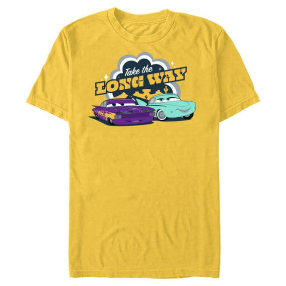 Disney PIXAR Cars on the Road Ramone & Flo - Short Sleeve Blended T-Shirt for Adults - Customized-Yellow