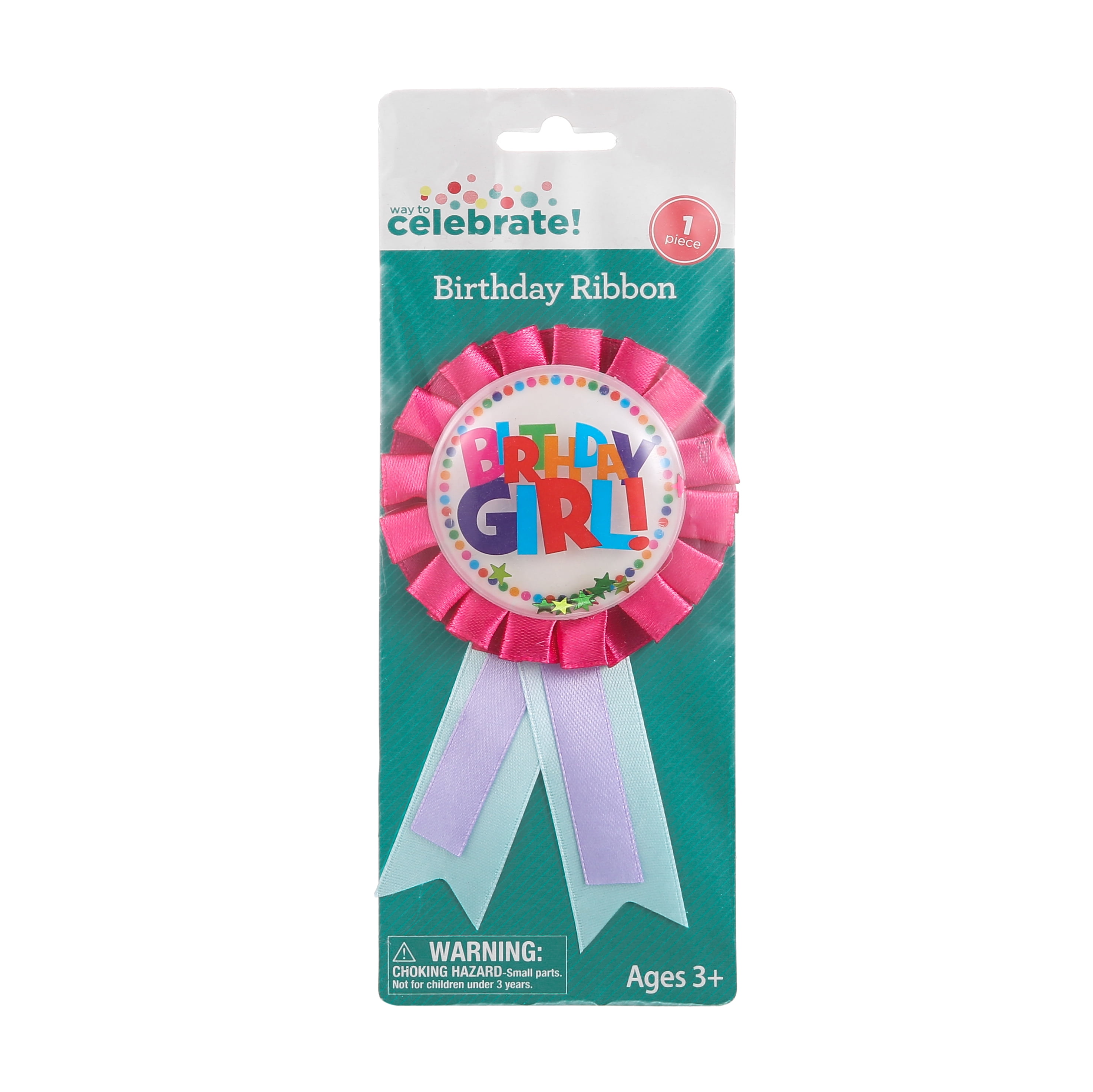 2 x 8 Party Accessory Birthday Star Jeweled Ribbon Pink