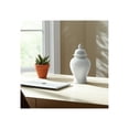 thumbnail image 2 of Architectural Ceramic Jar for Living Room Decor - Modern Home Decor Accents with Ribbed Texture - Decorative Flower Vase for Room, Bedroom, House, Office, and Table Interior Styling - 18", White, 2 of 12