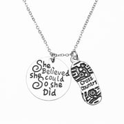 Sportybella Cross Country Running Gifts - Runner Charm Necklace, Running Jewelry, She Believed She Could, So She Did Running Pendant - Perfect Cross Country, Track, Marathon Gifts
