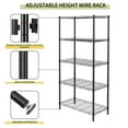 thumbnail image 6 of TAIMASI 5-Shelf Adjustable Heavy Duty Steel Wire Rack Storage Shelving Organizer for Kitchen, Garage, 23.62" L x 13.77" W x 59.05" H, Black, 6 of 9