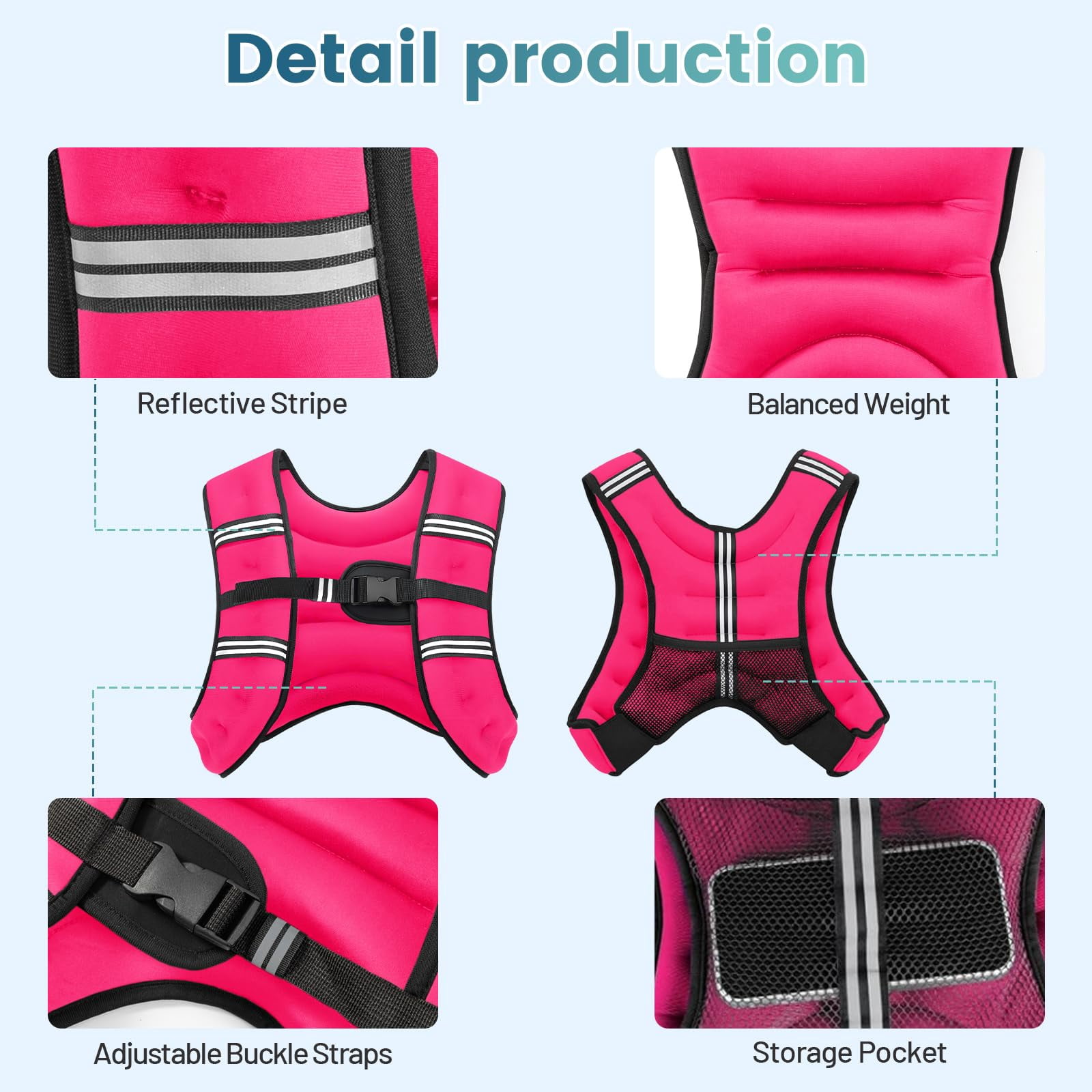 Pink 8 LB Weighted Vest for Strength Training Running Jogging Walking
