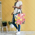 thumbnail image 4 of FORMRS Womens Canvas Tote Bag with Zipper Inner Pocket Shoulder Handbag, Red Striped Lemon, 4 of 7