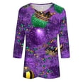 thumbnail image 5 of YUGYXL Womens Fashion Mardi Gras 3/4 Sleeve Tshirts Summer Fancy Printed Loose Clothes Lounge Crew Neck Soft Tunic Shirts Theme Party Parade Blouse Sales, 5 of 5