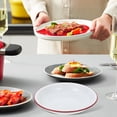 thumbnail image 4 of HAMPPLIES Vintage Red Enamel Deep Plate for Kitchen Serving Snacks Salads and Hearty Meals, 4 of 7
