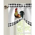 thumbnail image 2 of Farm Rooster Black And White Plaid Short Window Curtain Adjustable Tie Up Valance for Living Room Kitchen Window Drapes, 2 of 6