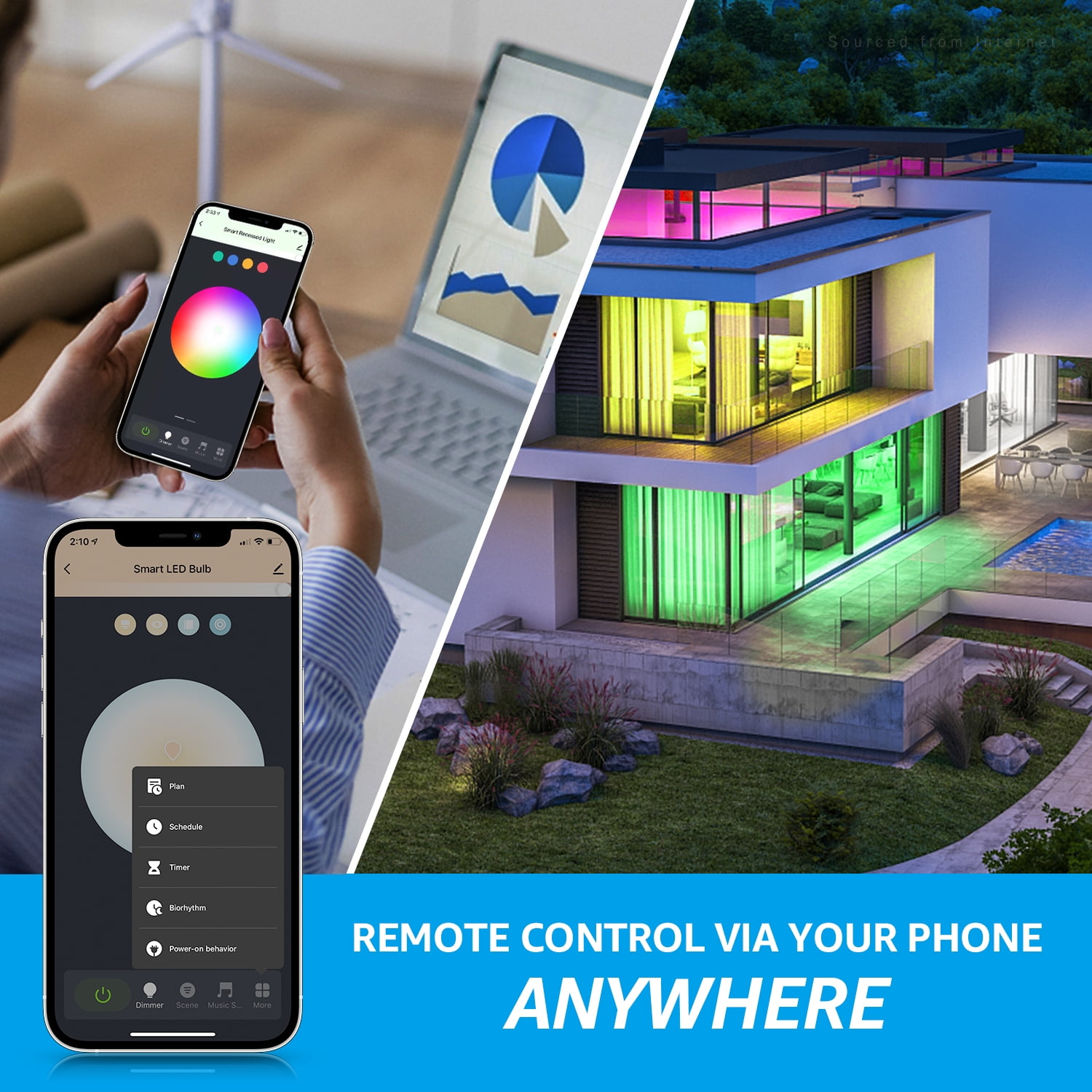 6 Pack BR30 Smart LED Light Bulbs, WiFi & Bluetooth, 60W Equiv, E26 Base