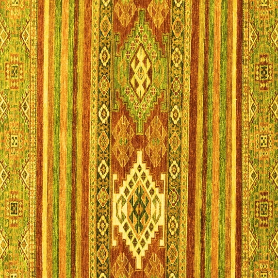 Ahgly Company Machine Washable Indoor Square Abstract Yellow Modern Area Rugs, 4' Square