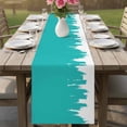 thumbnail image 4 of Abstract Teal Table Runner 48 Inches, Modern Minimalist Graffiti Artwork Bed Runner Dresser Scarves Tabletop for Indoor Outdoor Parties/Ceremony/Banquet, 13" x 48", 4 of 9